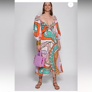 NWT MEGAN DRESS HAVANA LINEN BIG TUTTI FRUTTI L/XL